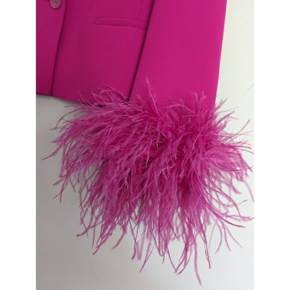 ZARA FUCHSIA SHORT FEATHER BLAZER JACKET XS S M NWT - Picture 10 of 11